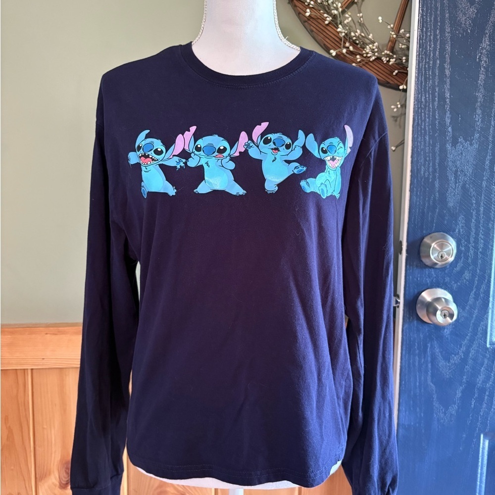 Disney Navy Blue Stitch Long Sleeve Tee